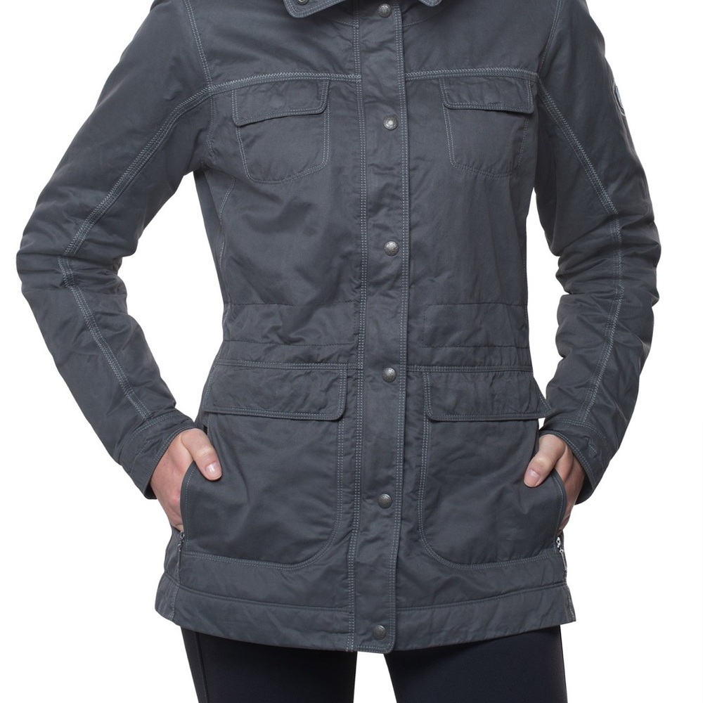Kuhl Gray Utility Jacket with Structured Shape and Mid-Hip Length